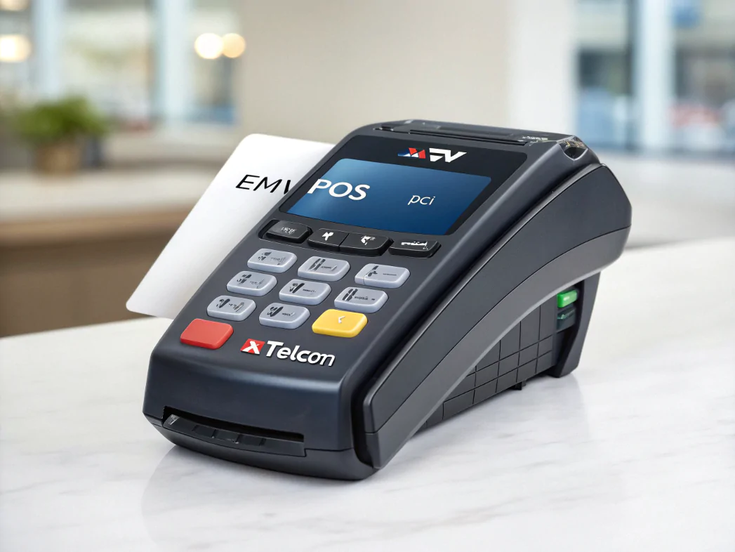 Modern EMV POS terminal with card