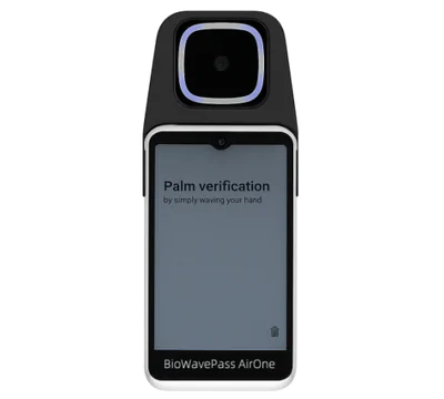 AirOne mobile palm vein payment terminal using an EMV PCI certified payment architecture