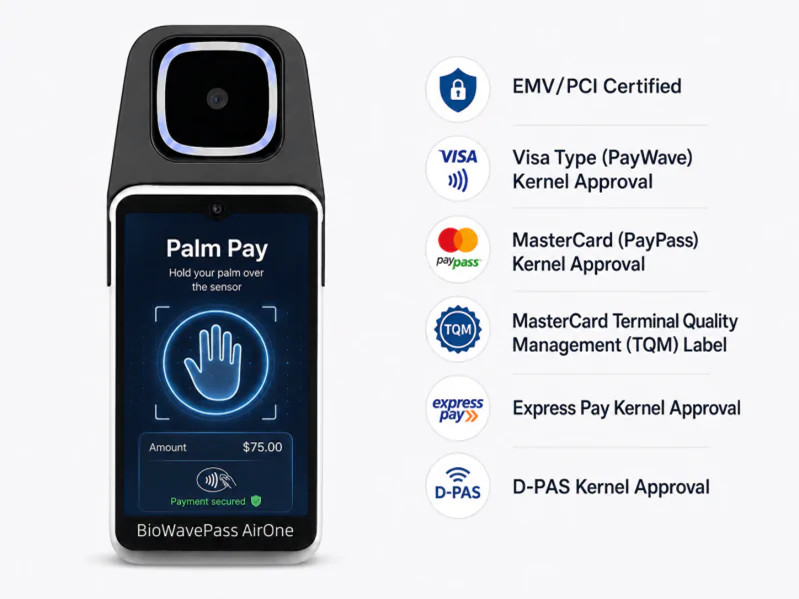WavePass500 terminal in a retail cashier environment